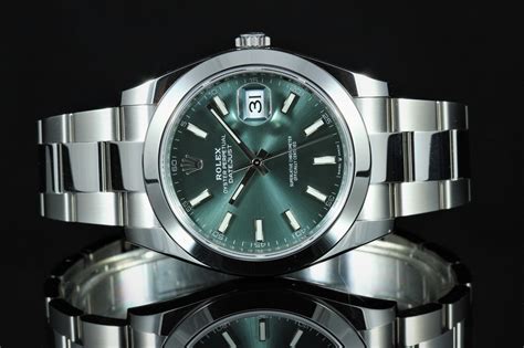 green and black dial rolex|rolex date just mint green.